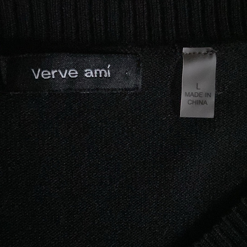 Verve Ami Black And Gray Color Block Asymmetrical Long Sleeve Sweater Size Large - Picture 5 of 6